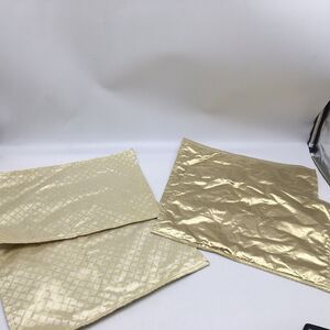 Set of Vintage 4 Shiny Gold Fabric  Placemats Reversible Geometric Pattern